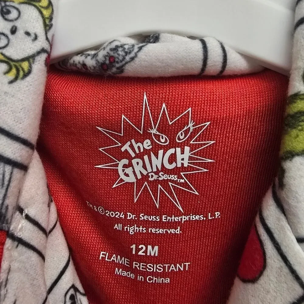 Dr. Seuss Grinch 2 Piece Pajamas Unisex Soft, Christmas Holiday NEW